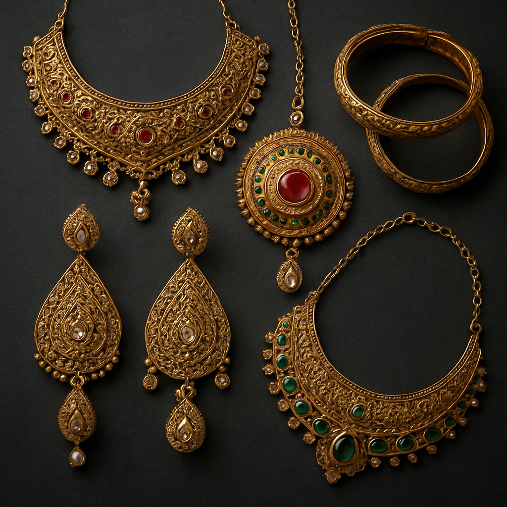 Elegant gold and silver jewelry pieces